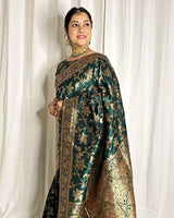 Green Banarasi Silk Saree | Wedding & Reception Wear