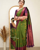 Green Banarasi Silk Saree | Wedding & Reception Wear