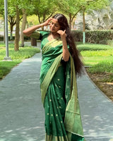 Green Banarasi Silk Saree | Wedding & Reception Wear