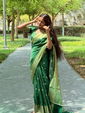 Green Banarasi Silk Saree | Wedding & Reception Wear