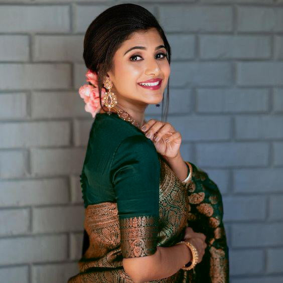 Green Banarasi Silk Saree | Wedding & Reception Wear