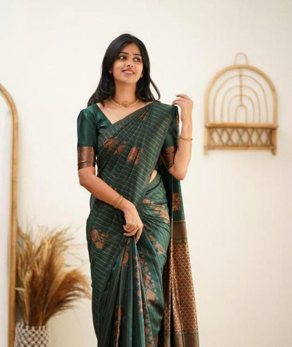 Green Banarasi Silk Saree | Wedding & Reception Wear