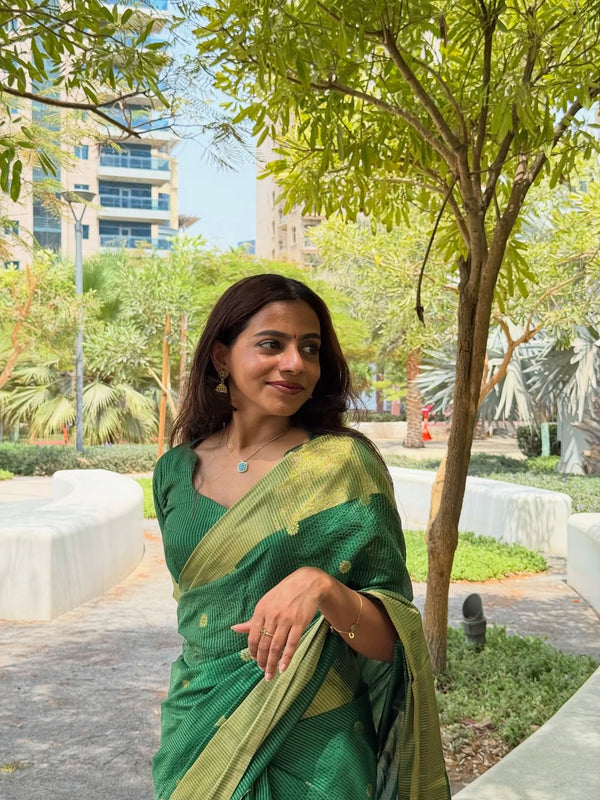 Green Banarasi Silk Saree | Wedding & Reception Wear