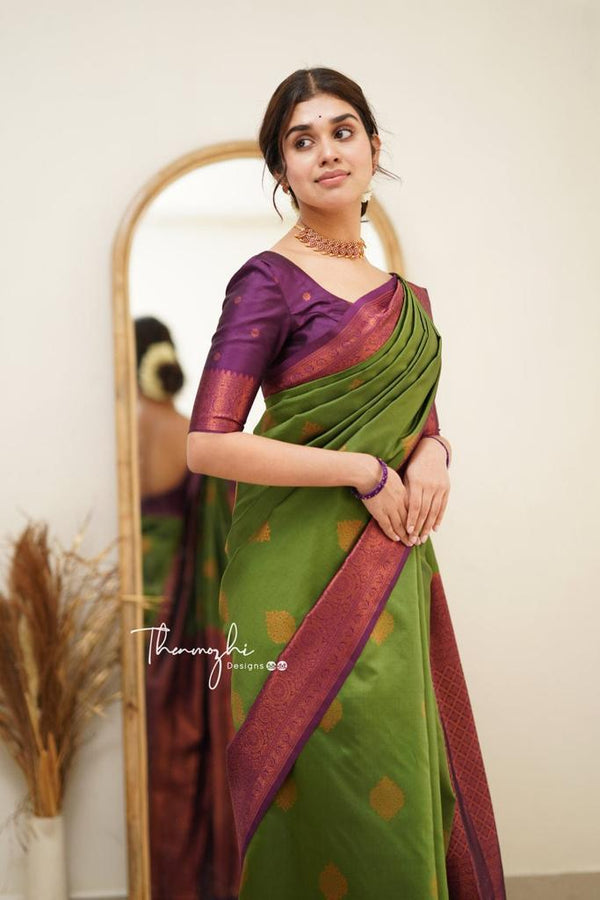 Green Banarasi Silk Saree | Wedding & Reception Wear