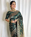 Green Banarasi Silk Saree | Wedding & Reception Wear