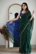 Green Cotton Saree | Festive & Party Wear