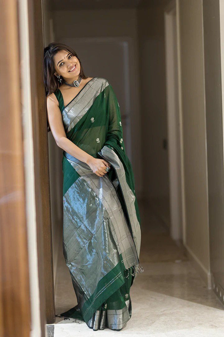 Green Cotton Saree | Office & Casual Wear