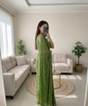 Green Georgette Sequence Work Saree with Embroidery Blouse | RD Radha