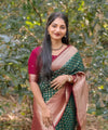 Green Jacquard Silk Saree | Bridal & Festive Wear