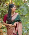 Green Jacquard Silk Saree | Bridal & Festive Wear