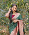 Green Jacquard Silk Saree | Bridal & Festive Wear