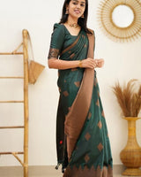Green Jacquard Silk Saree | Ethnic Wear for Women