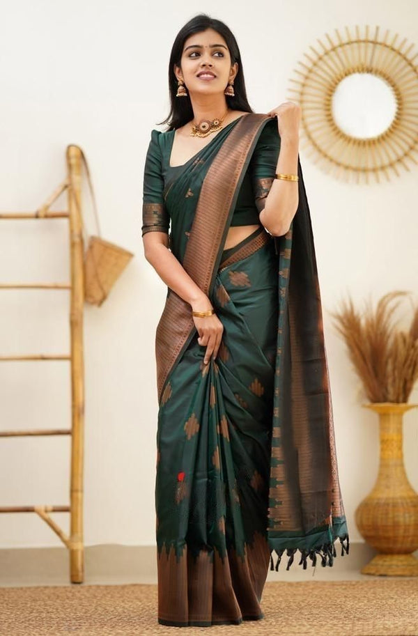 Green Jacquard Silk Saree | Ethnic Wear for Women