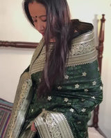 Green Jacquard Silk Saree | Festival & Ceremony Wear