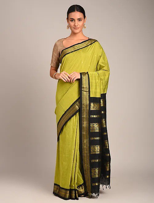 Green Jacquard Silk Saree | Festive & Party Wear