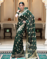 Green Jacquard Silk Saree | Traditional Wedding Wear