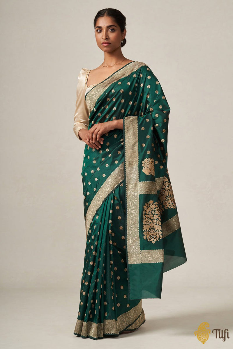 Green Jacquard Silk Saree | Traditional Wedding Wear