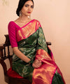Green Jacquard Silk Saree | Traditional Wedding Wear