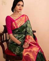 Green Jacquard Silk Saree | Traditional Wedding Wear