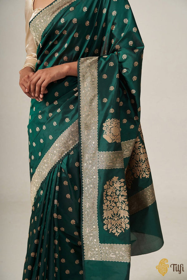 Green Jacquard Silk Saree | Traditional Wedding Wear