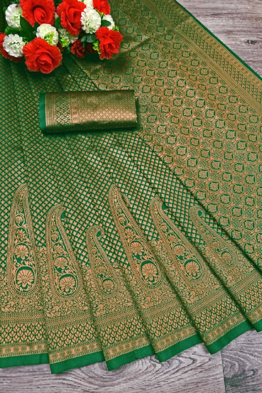 Green Kanjivaram Silk Saree | Bridal & Festive Wear
