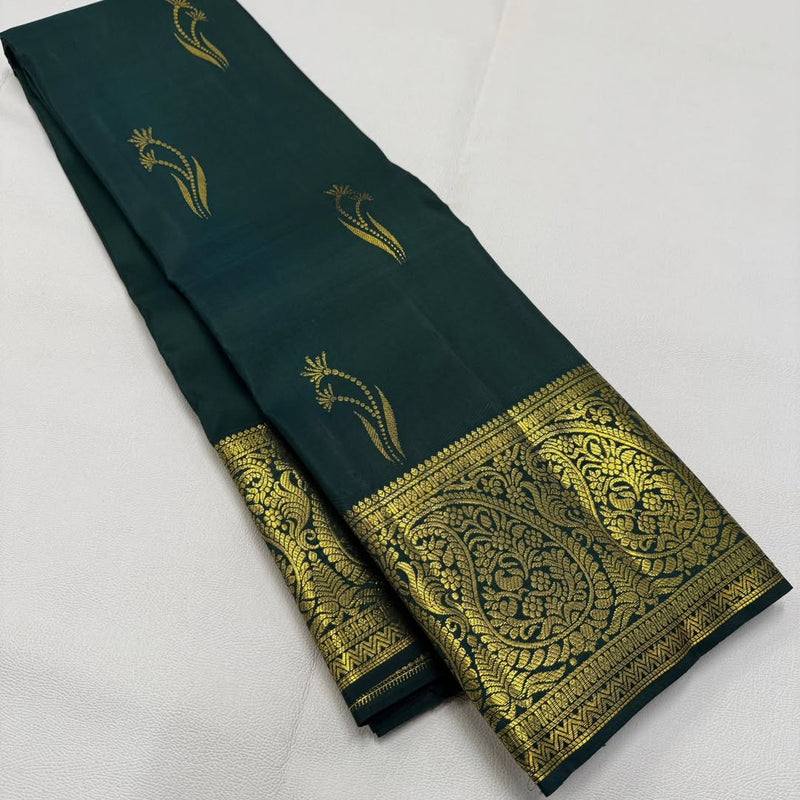 Green Kanjivaram Silk Saree | Traditional Zari Weave