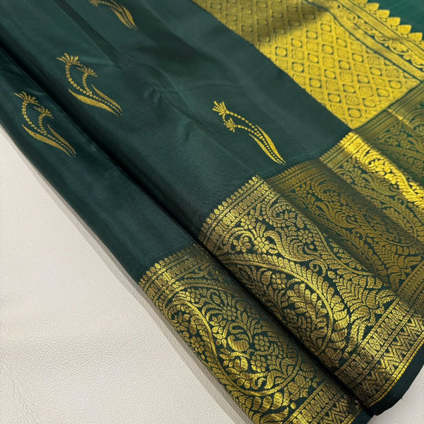 Green Kanjivaram Silk Saree | Traditional Zari Weave