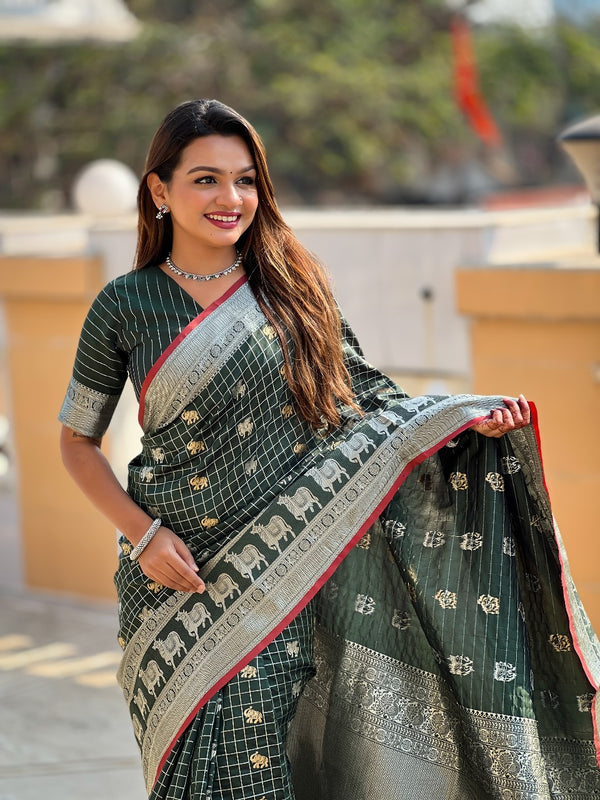 Green Kanjivaram Silk Saree | Wedding & Reception Wear detail view