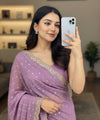 Green Lavender Georgette Sequence Work Saree with Embroidery Blouse | RD Radha