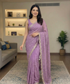 Green Lavender Georgette Sequence Work Saree with Embroidery Blouse | RD Radha