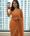 Green Orange Georgette Sequence Work Saree with Embroidery Blouse | RD Radha
