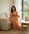 Green Orange Georgette Sequence Work Saree with Embroidery Blouse | RD Radha