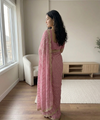 Green Pink Georgette Sequence Work Saree with Embroidery Blouse | RD Radha