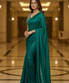 Green Satin Bollywood Saree with Moti Work Designer Blouse | RD DIVISHA
