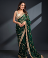 Green Space Satin Sequin Bits Work Saree for Party Wear | RD RAADO
