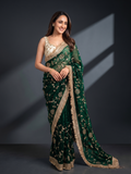 Green Space Satin Sequin Bits Work Saree for Party Wear | RD RAADO