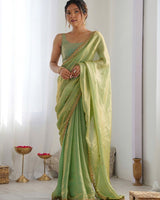Green Space Silk Sequin Embroidery Saree for Party Wear | RD KAVYA