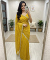 Green Yellow Georgette Sequence Work Saree with Embroidery Blouse | RD Radha