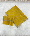 Green Yellow Georgette Sequence Work Saree with Embroidery Blouse | RD Radha