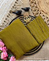 Green Yellow Rangoli Crush Saree with Sequin Bits Blouse | RD VIAANA