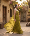 Green Yellow Rangoli Crush Saree with Sequin Bits Blouse | RD VIAANA