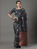 Grey Banarasi Silk Saree | Traditional Zari Weave