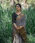 Grey Banarasi Silk Saree | Traditional Zari Weave