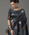Grey Banarasi Silk Saree | Traditional Zari Weave