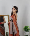 Grey Banarasi Silk Saree | Traditional Zari Weave