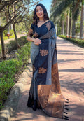 Grey Banarasi Silk Saree | Wedding & Festive Wear