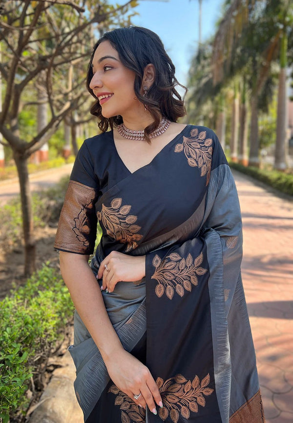 Grey Banarasi Silk Saree | Wedding & Festive Wear