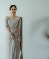Grey Banarasi Silk Saree | Wedding & Reception Wear