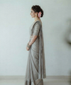 Grey Banarasi Silk Saree | Wedding & Reception Wear