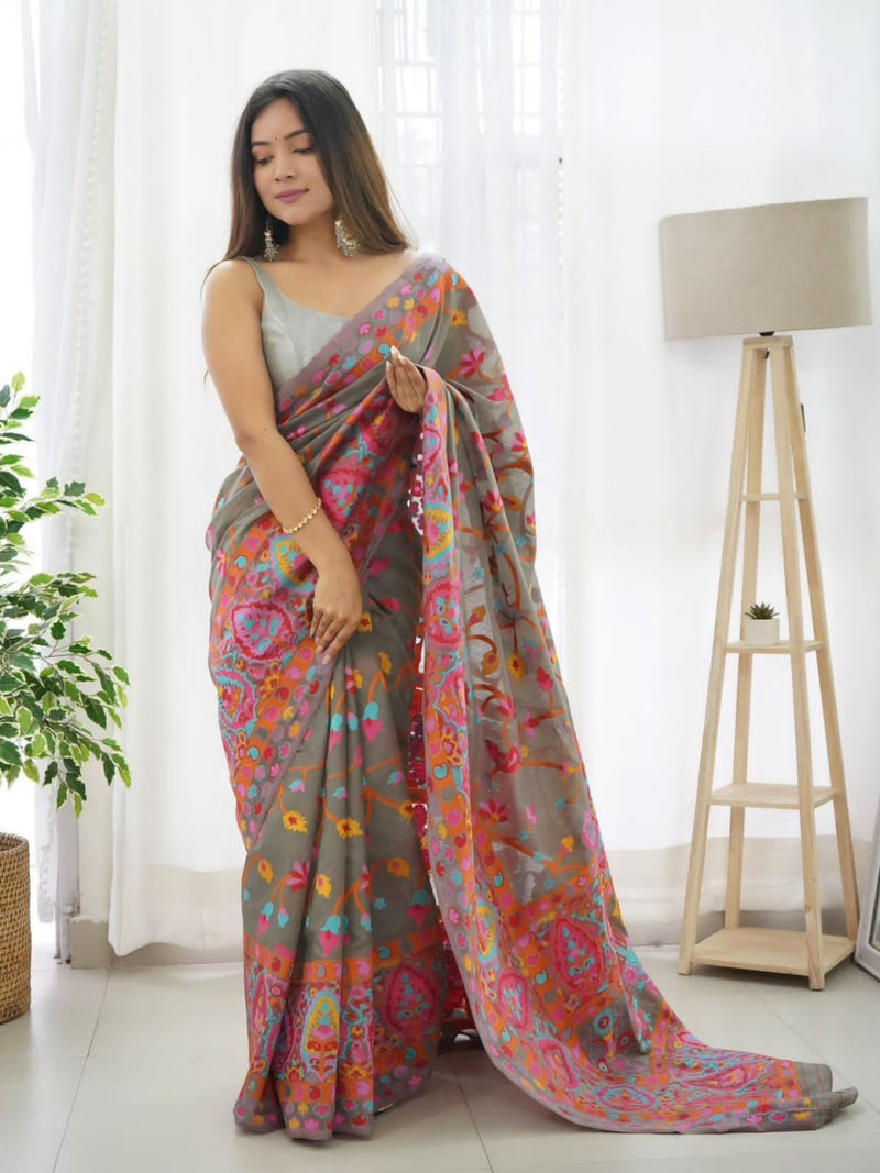 Grey Cotton Saree | Daily & Festive Wear
